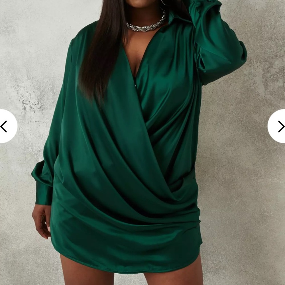 Emerald Green Satin Dress
